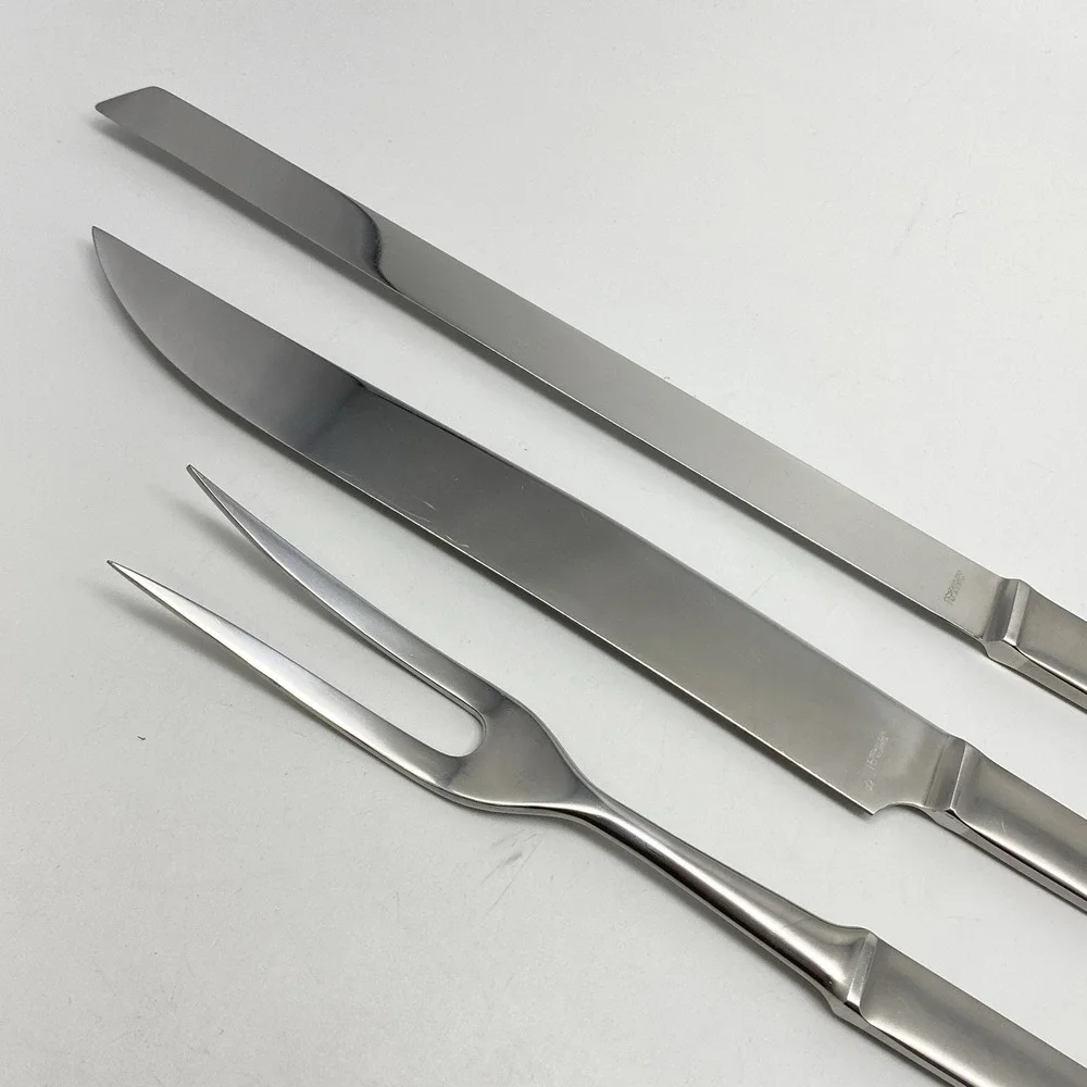 Vintage MCM Arthur Salm Austria 3pc Stainless Carving Set + Leather Carry Pouch